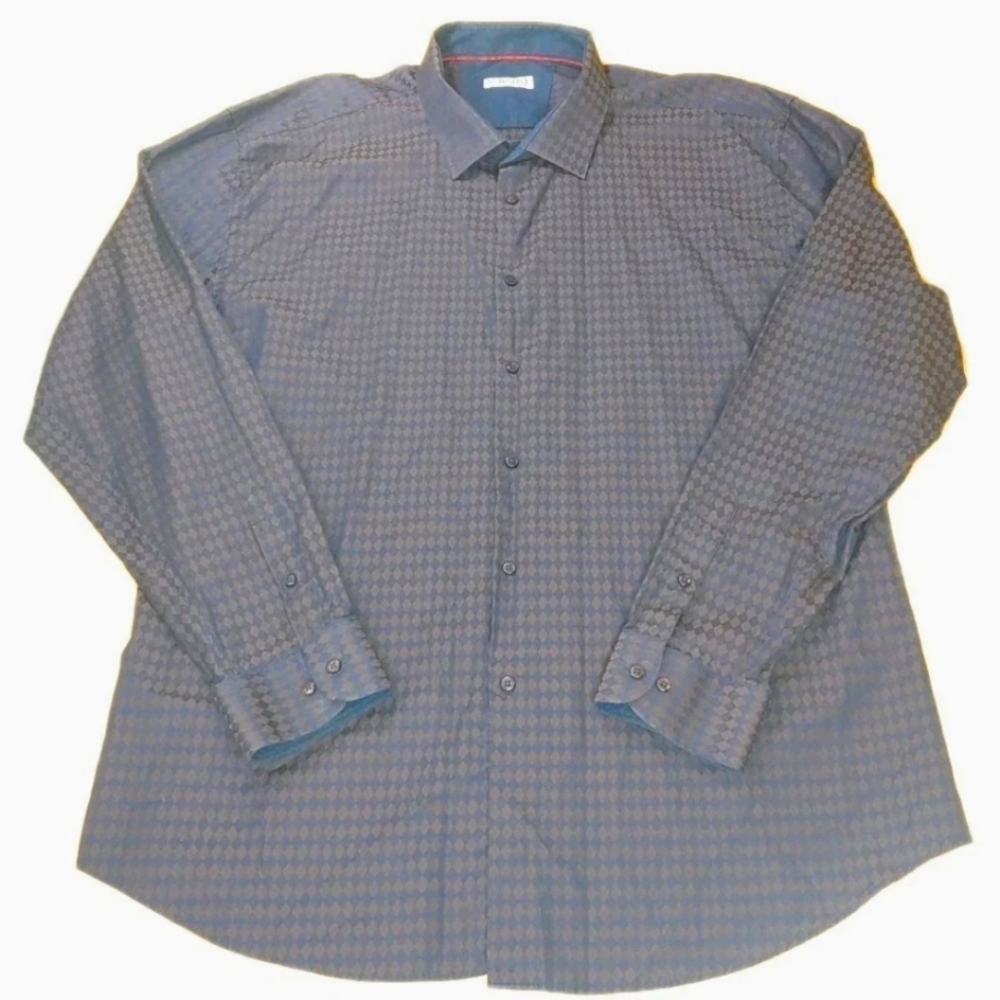 Vercini Preppy Dress Shirt Men Slim Fit 4X Flip Cuffs Diamond Geometric Hipster